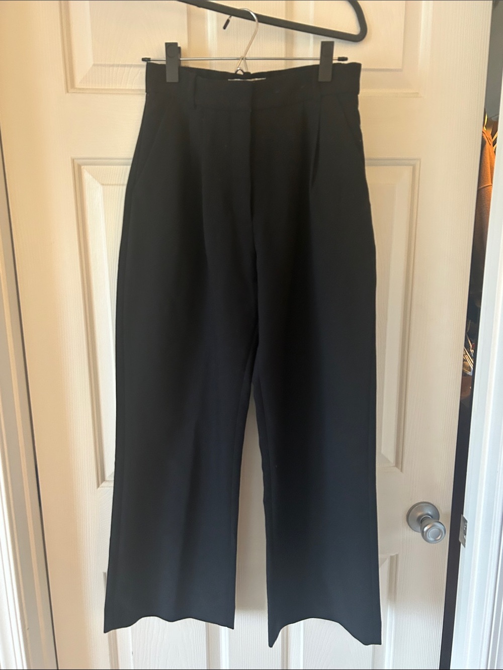 Abercrombie & Fitch Black Wide-Leg High-Rise Trousers
